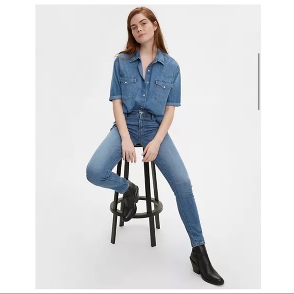 LEVI’S Denim Jeans 711 Skinny Medium Blue Wash Size 27 gray raw distress - Picture 2 of 16